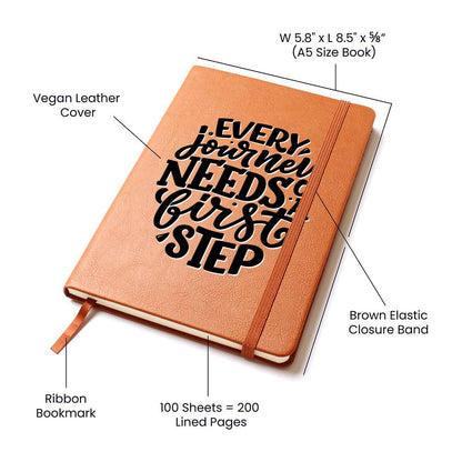 First Steps - Custom Leather Journal - Inspirational Notebook - Liliana and Liam
