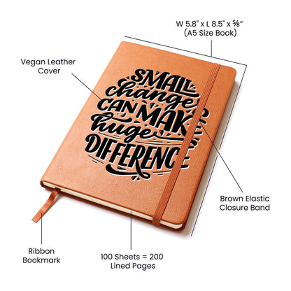 Small Steps - Custom Leather Journal - Inspirational Notebook - Liliana and Liam