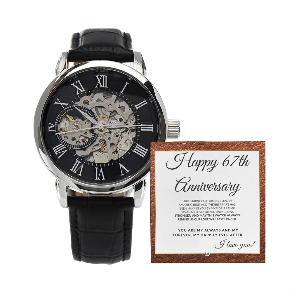 Anniversary Gift for Him - Men's Openwork Watch + Watch Box - Gift Idea For Husband, From Wife