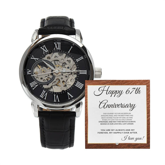 Anniversary Gift for Him - Men's Openwork Watch + Watch Box - Gift Idea For Husband, From Wife