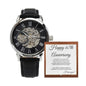 Anniversary Gift for Him - Men's Openwork Watch + Watch Box - Gift Idea For Husband, From Wife