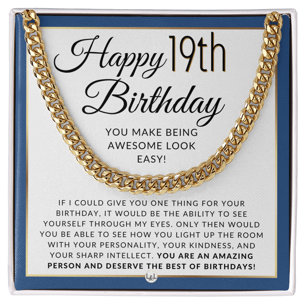19th Birthday Gift For Her - Necklace For 19 Year Old Birthday - Great Birthday Gift For Men - Jewelry For Guys