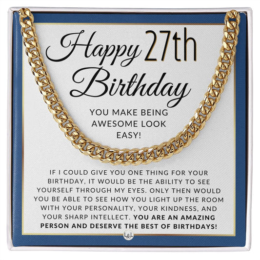 27th Birthday Gift For Him - Necklace For 27 Year Old Birthday - Great Birthday Gift For Men - Great Jewelry Present For Guys - Liliana and Liam