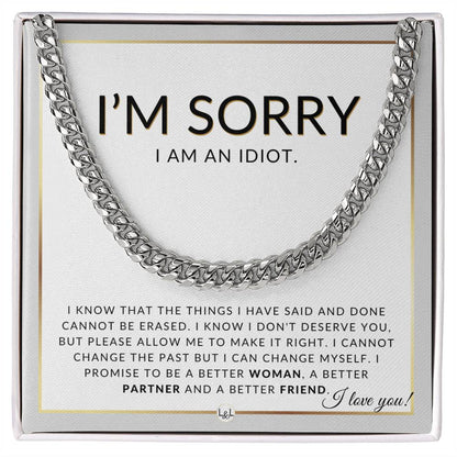I Am Sorry Gift For Him - I Can Change - Apology Gift For Husband, Fiancé or Boyfriend - Men's Chain Necklace + Heartfelt Message - Liliana and Liam