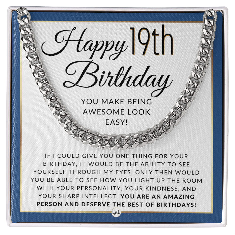 19th Birthday Gift For Her - Necklace For 19 Year Old Birthday - Great Birthday Gift For Men - Jewelry For Guys