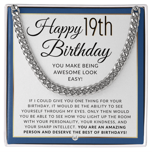 19th Birthday Gift For Her - Necklace For 19 Year Old Birthday - Great Birthday Gift For Men - Jewelry For Guys