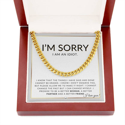 I Am Sorry Gift For Him - I Can Change - Apology Gift For Husband, Fiancé or Boyfriend - Men's Chain Necklace + Heartfelt Message - Liliana and Liam