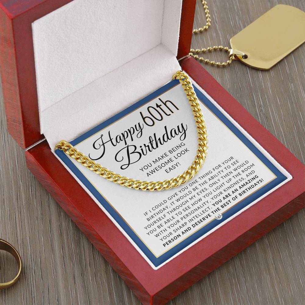 60th Birthday Gift For Him - Chain Necklace For A 60 Year Old Man's Birthday - Birthday Gift For Men - Jewelry For Guys