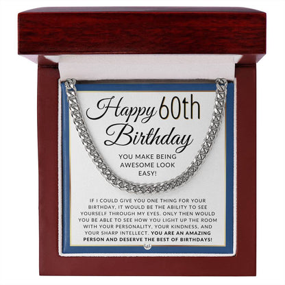 60th Birthday Gift For Him - Chain Necklace For A 60 Year Old Man's Birthday - Birthday Gift For Men - Jewelry For Guys - Liliana and Liam