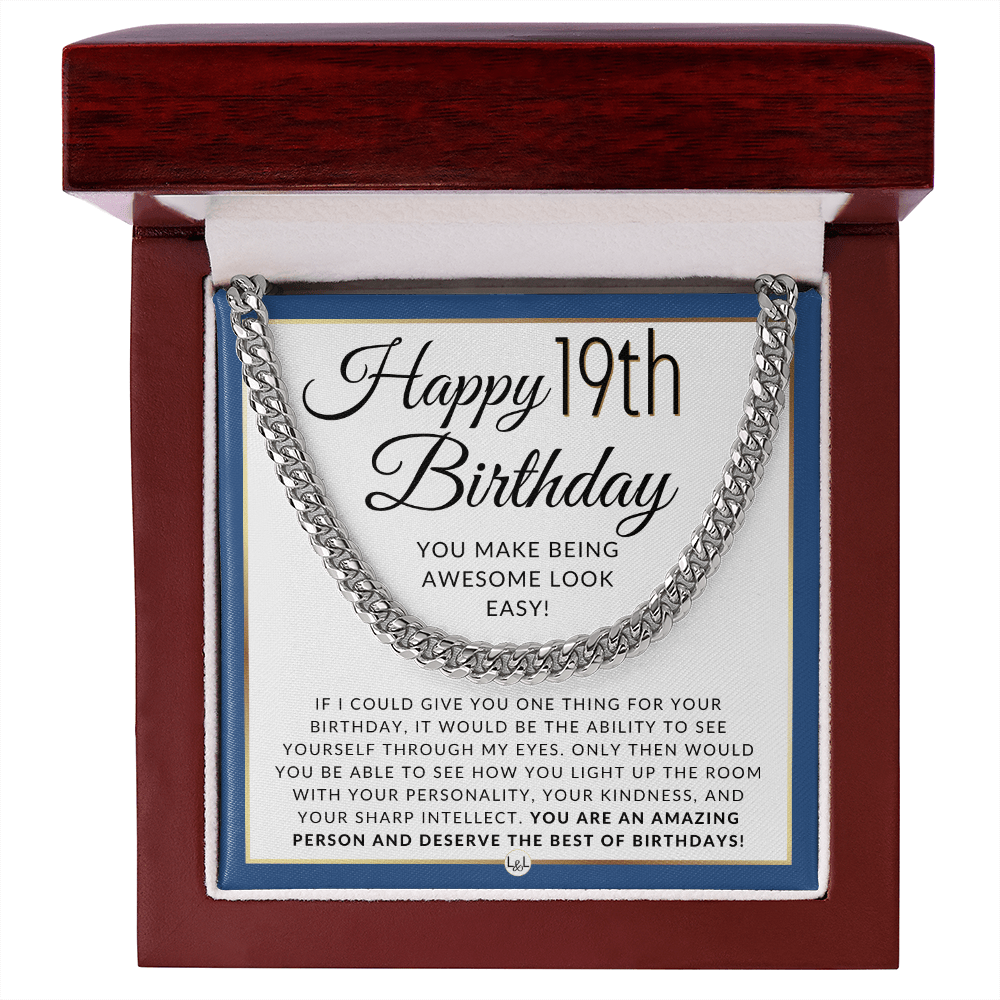 19th Birthday Gift For Her - Necklace For 19 Year Old Birthday - Great Birthday Gift For Men - Jewelry For Guys