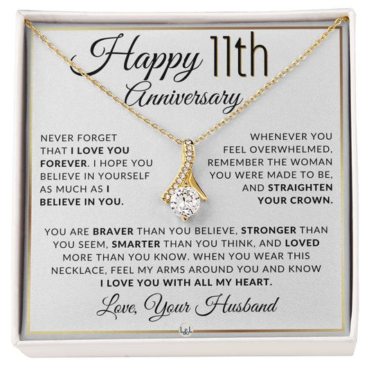 11th Anniversary Gift For Wife- Drop Pendant Necklace + Heartfelt Anniversary Message For Her - Liliana and Liam