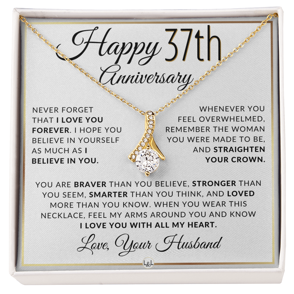 37th Anniversary Gift for Wife - Straighten Your Crown Necklace