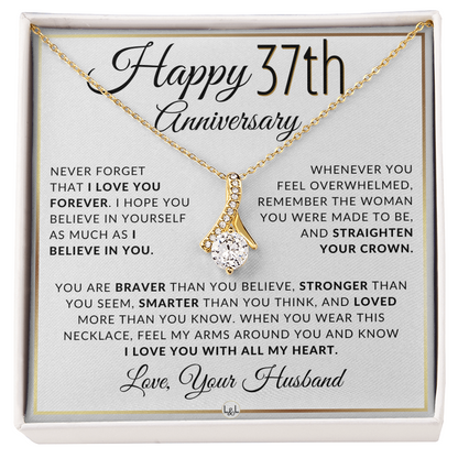 37th Anniversary Gift for Wife - Straighten Your Crown Necklace