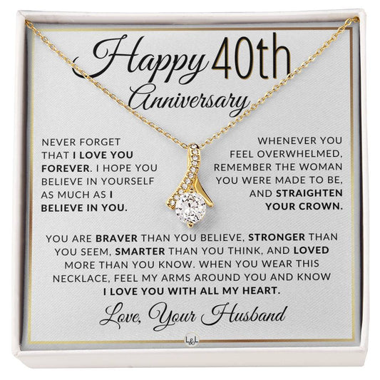 40th Anniversary Gift - Elegant Drop Pendant Necklace + Heartfelt Message for Wife - Liliana and Liam