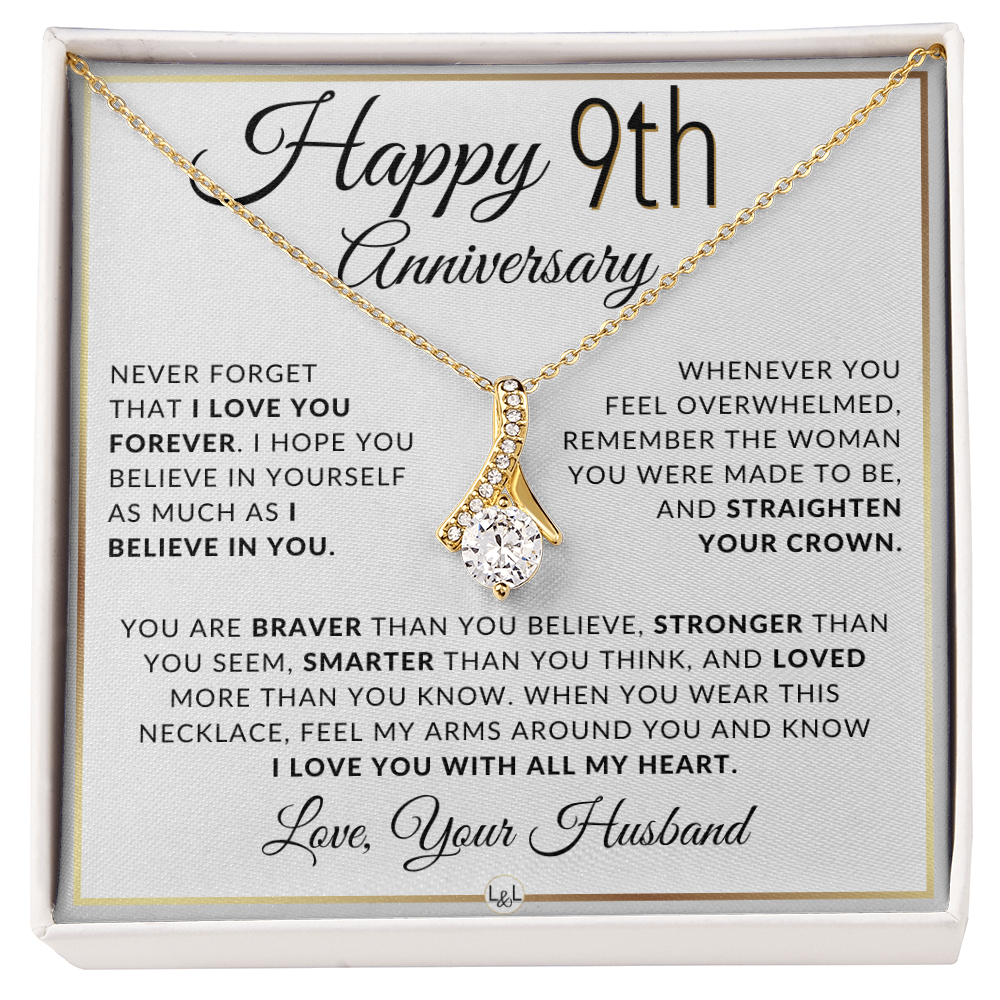 9th Anniversary Gift for Wife - Straighten Your Crown Necklace