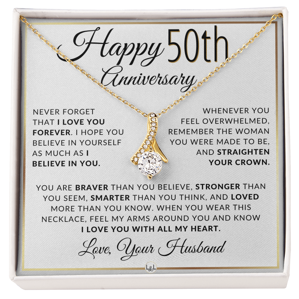 50th Anniversary Gift for Wife - Straighten Your Crown Necklace