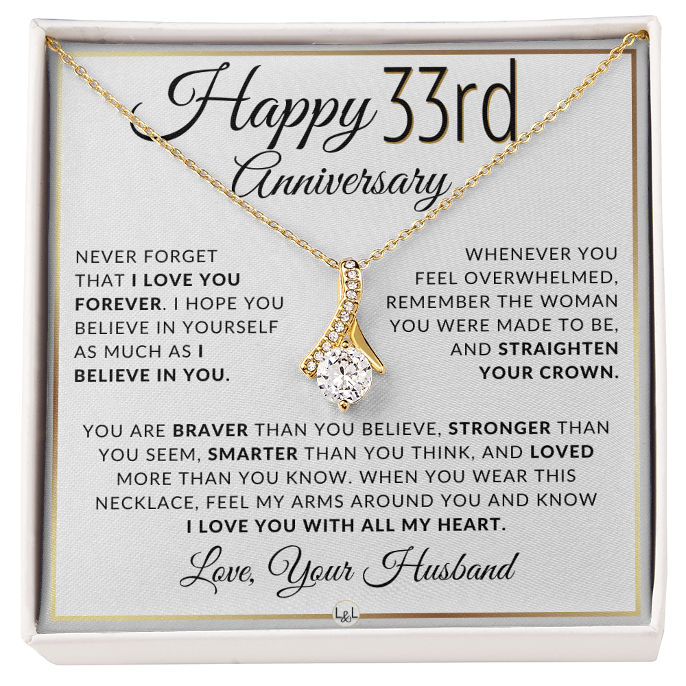 33rd Anniversary Gift for Wife - Straighten Your Crown Necklace