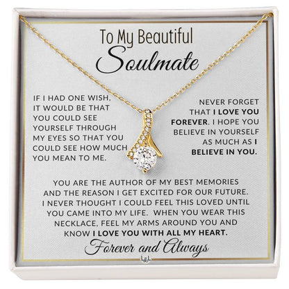 Gift For Her - I Love You Forever - Gift Idea For Your Soulmate - Drop Pendant Necklace + Heartfelt Message - Liliana and Liam