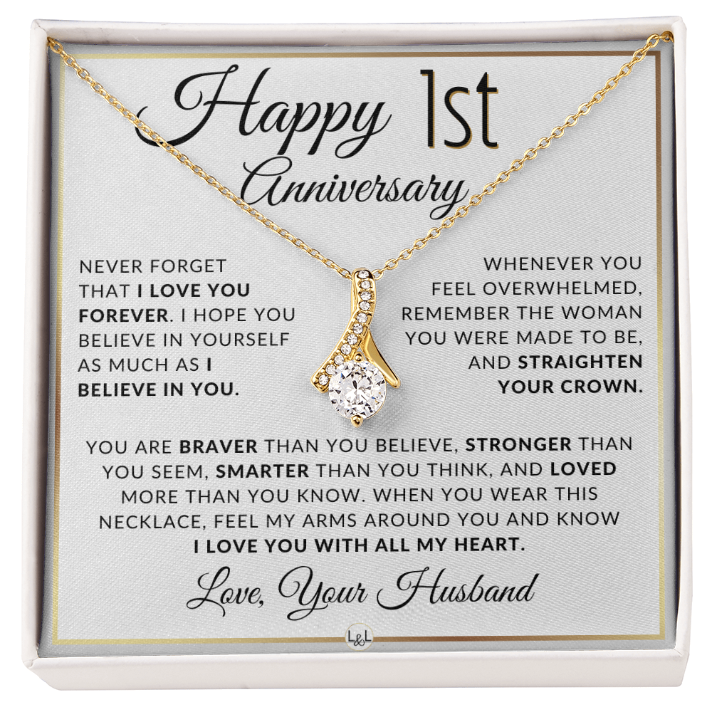 1st Anniversary Gift for Wife - Straighten Your Crown Necklace
