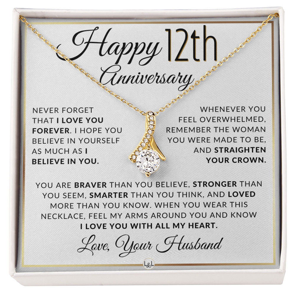 12th Anniversary Gift for Wife - Straighten Your Crown Necklace