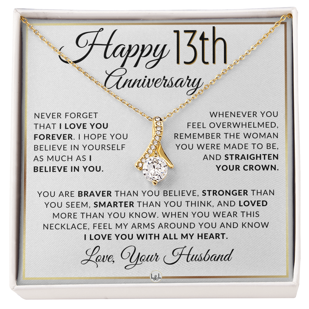 13th Anniversary Gift for Wife - Straighten Your Crown Necklace