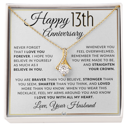 13th Anniversary Gift for Wife - Straighten Your Crown Necklace