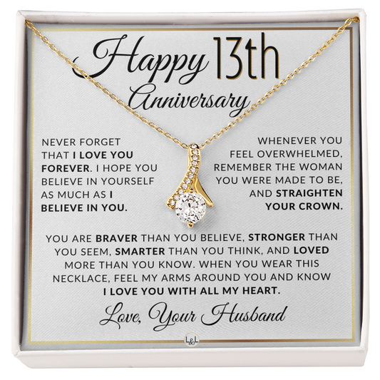 13th Anniversary Gift for Wife - Straighten Your Crown Necklace