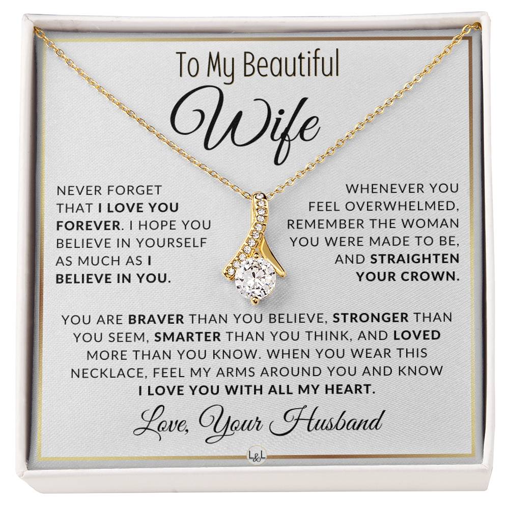Gift For Wife - I Love You Forever - Thoughtful Gift Idea For Your Wife - Drop Pendant Necklace + Heartfelt Message - Liliana and Liam