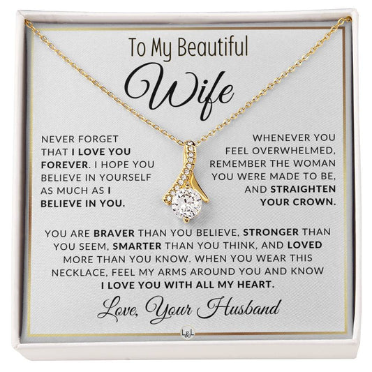 Gift For Wife - I Love You Forever - Thoughtful Gift Idea For Your Wife - Drop Pendant Necklace + Heartfelt Message - Liliana and Liam