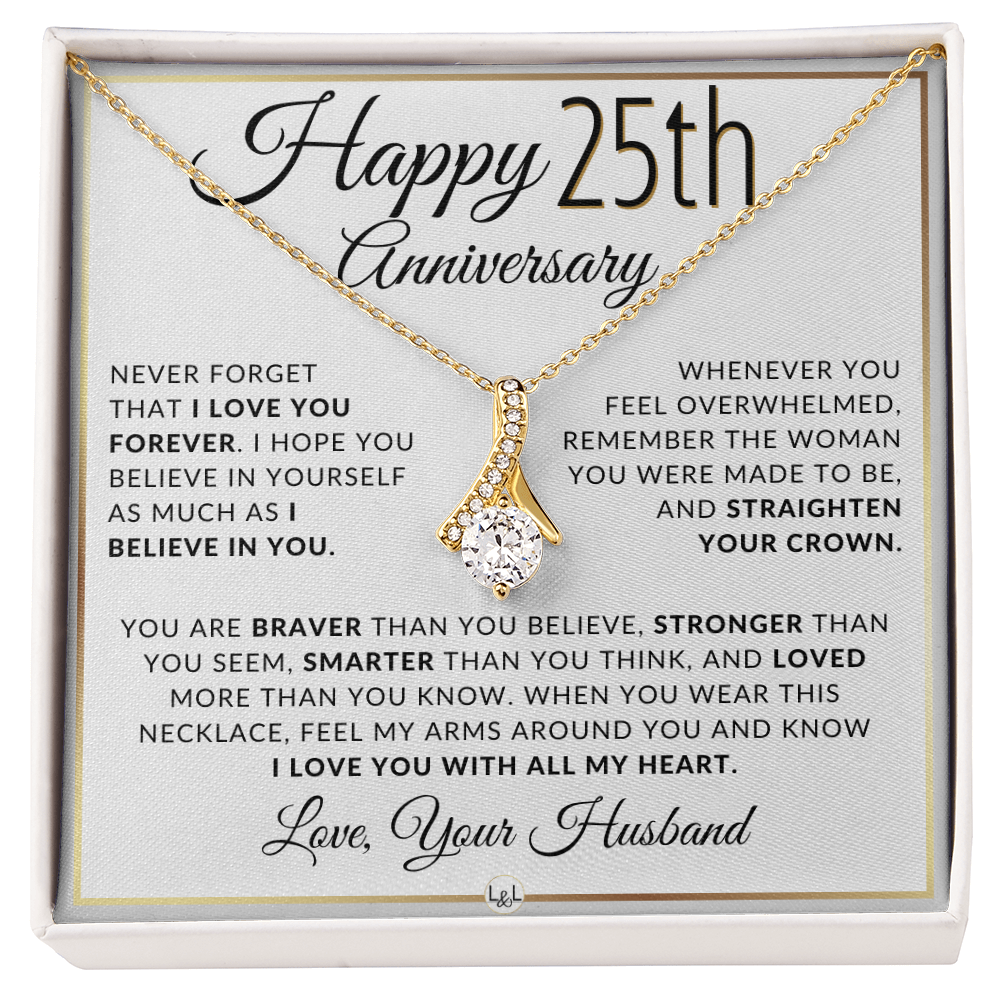 25th Anniversary Gift for Wife - Straighten Your Crown Necklace