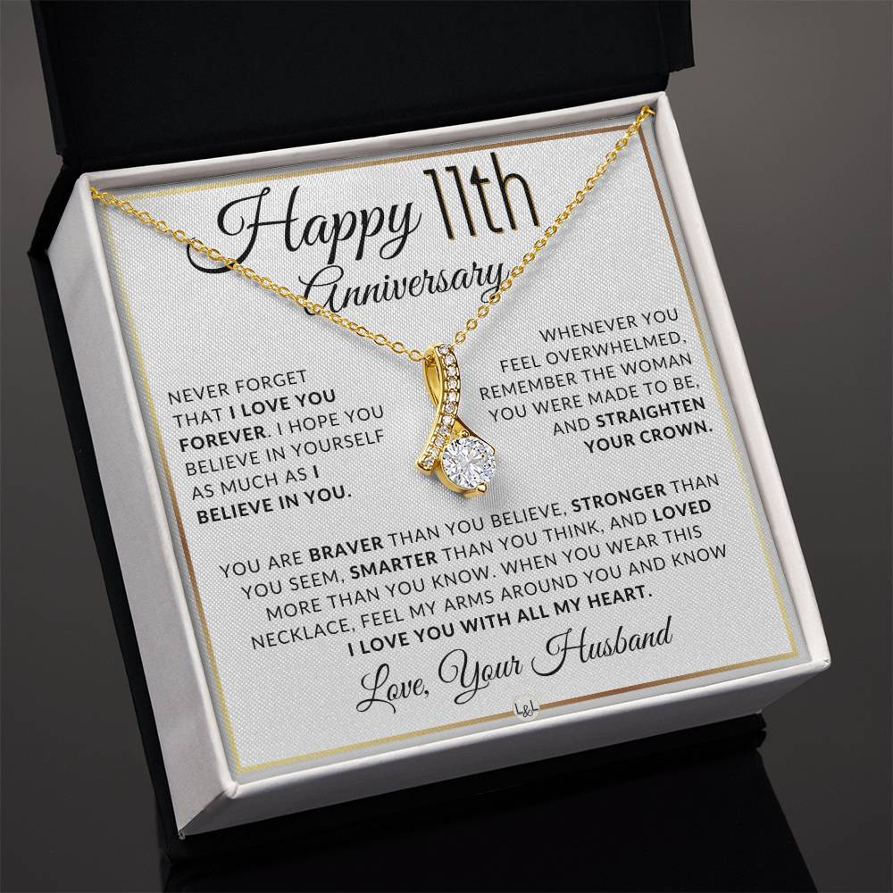 11th Anniversary Gift For Wife - Anniversary Gift Idea For Wife - Drop Pendant Necklace + Heartfelt Anniversary Message For Her - Liliana and Liam