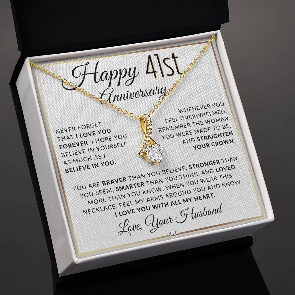 41st Anniversary Gift For Wife - Anniversary Gift Idea For Your Wife - Drop Pendant Necklace + Heartfelt Anniversary Message - Liliana and Liam