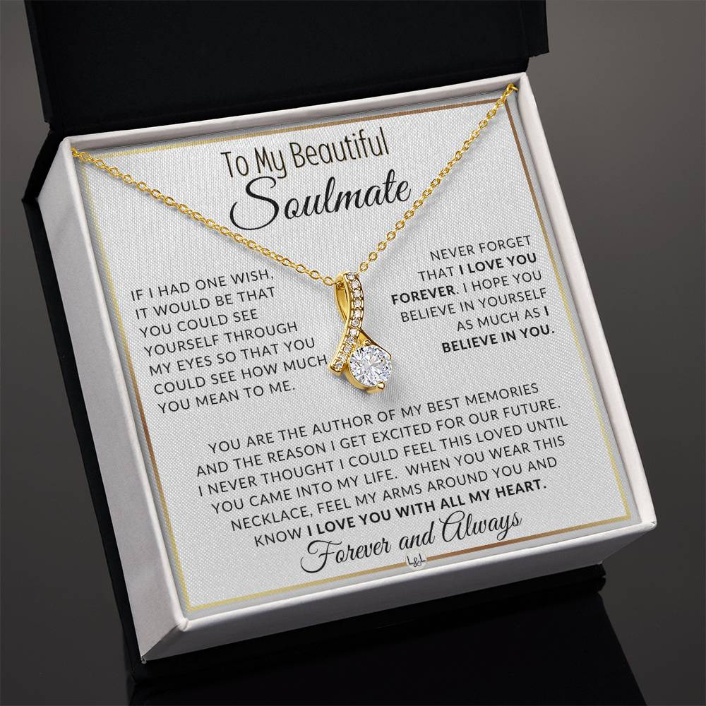 Gift For Her - I Love You Forever - Gift Idea For Your Soulmate - Drop Pendant Necklace + Heartfelt Message