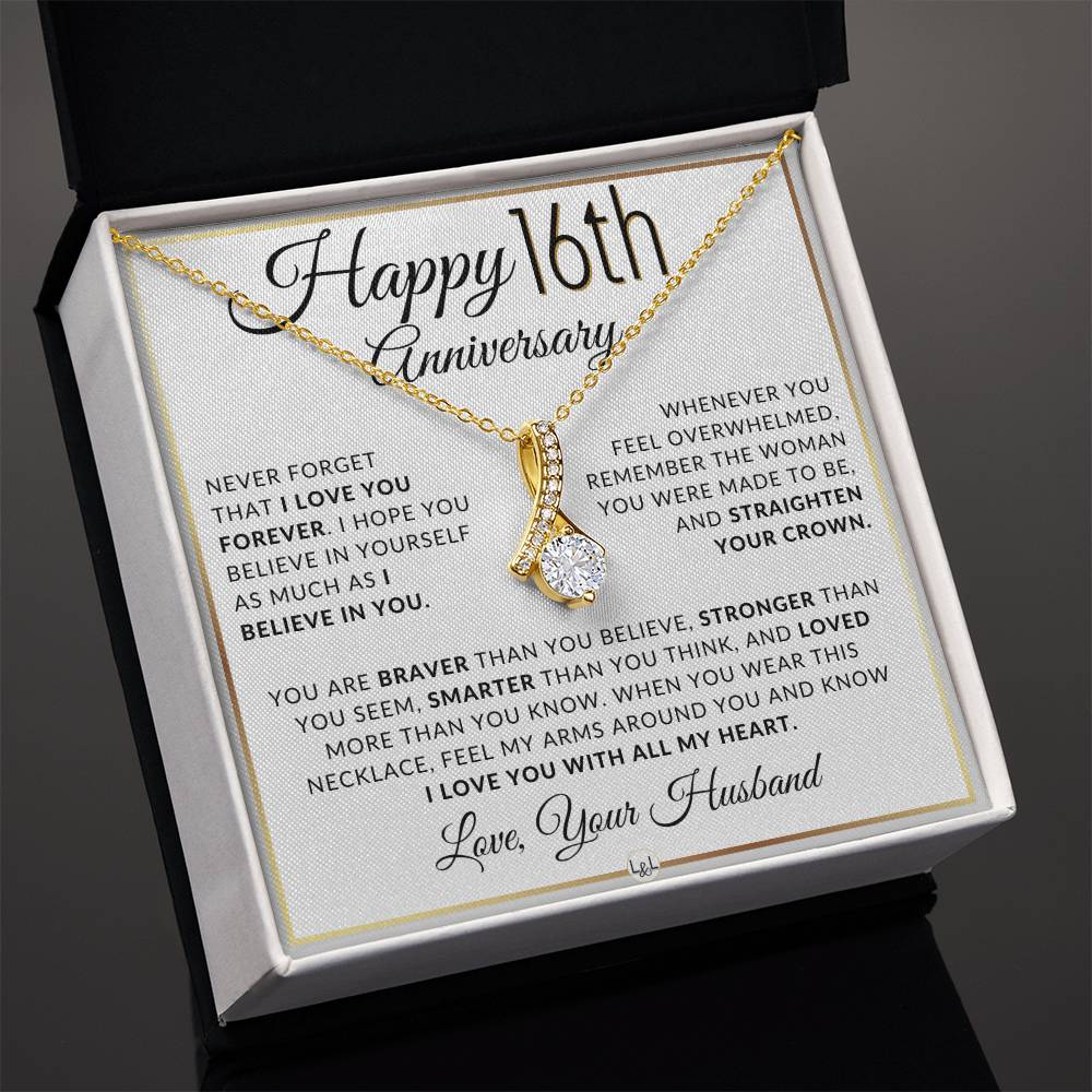 16th Anniversary Gift For Wife - Anniversary Gift Idea For Your Wife - Drop Pendant Necklace + Heartfelt Anniversary Message - Liliana and Liam