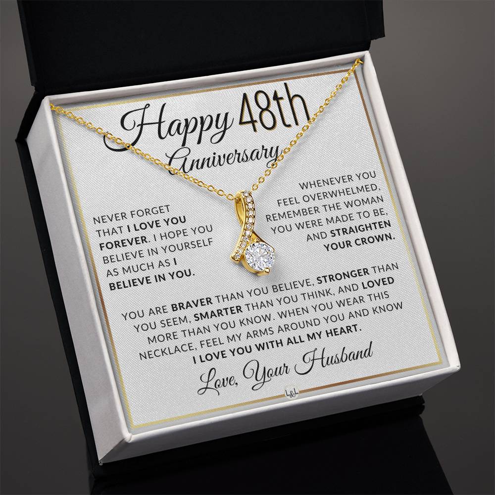 48th Anniversary Gift For Wife - Anniversary Gift Idea For Your Wife - Drop Pendant Necklace + Heartfelt Anniversary Message - Liliana and Liam