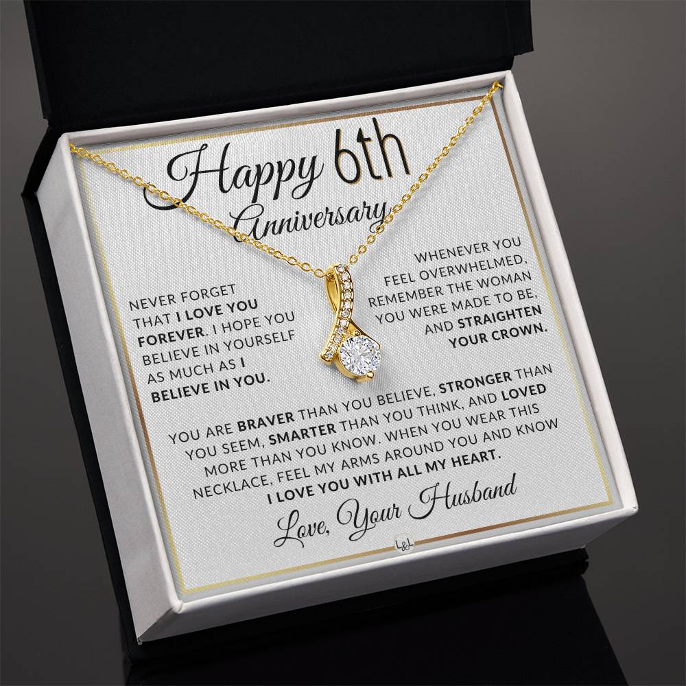 6th Anniversary Gift For Wife - Anniversary Gift Idea For Your Wife - Drop Pendant Necklace + Heartfelt Anniversary Message - Liliana and Liam