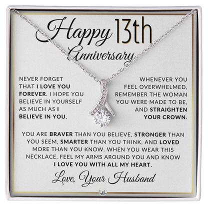 13th Anniversary Gift for Wife - Straighten Your Crown Necklace