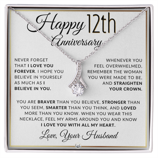 12th Anniversary Gift for Wife - Straighten Your Crown Necklace