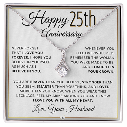 25th Anniversary Gift for Wife - Straighten Your Crown Necklace