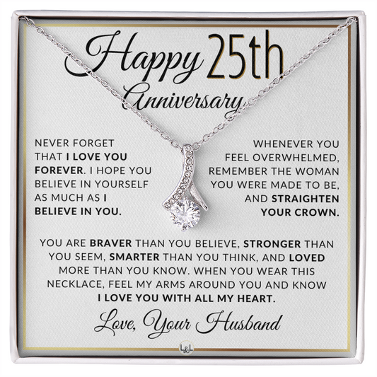 25th Anniversary Gift for Wife - Straighten Your Crown Necklace