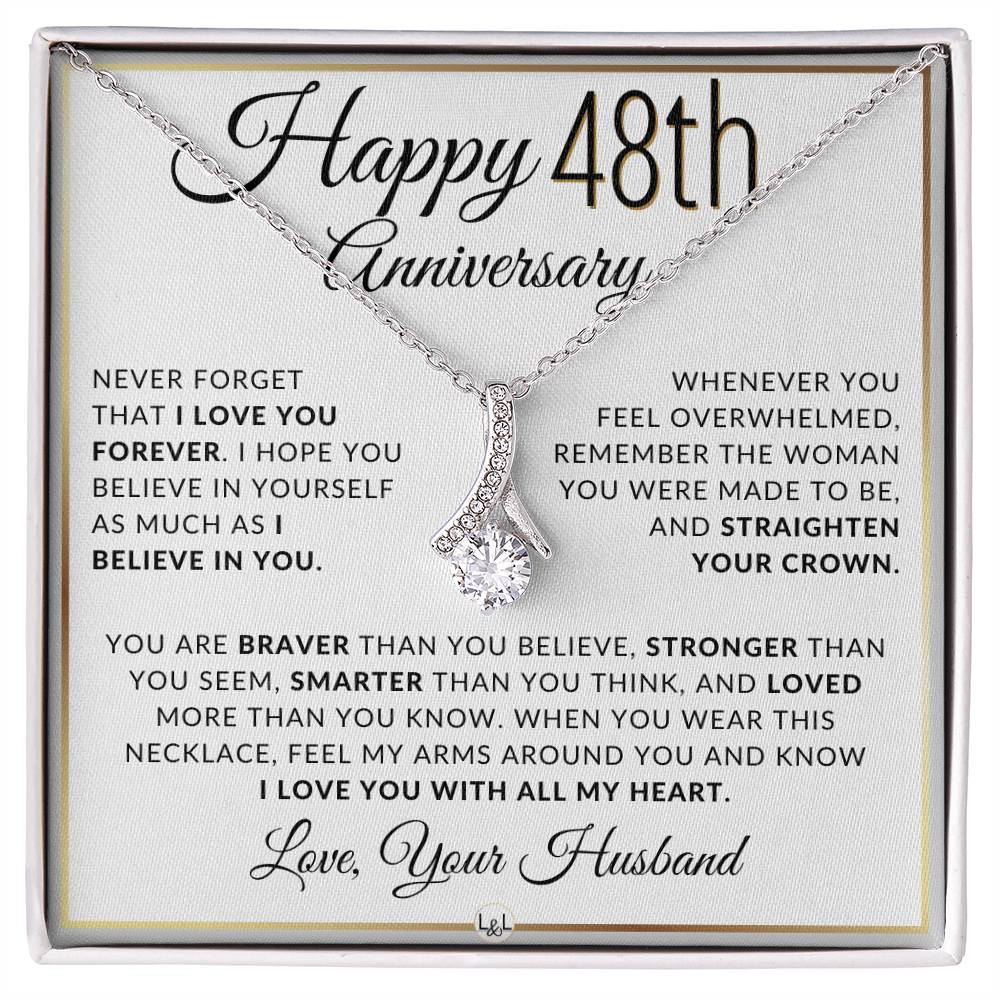 48th Anniversary Gift For Wife - Anniversary Gift Idea For Your Wife - Drop Pendant Necklace + Heartfelt Anniversary Message - Liliana and Liam