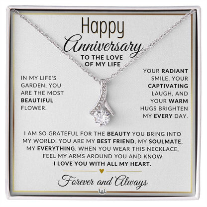 Anniversary Gift For Her - The Beauty You Bring - Anniversary Gift Idea For Wife, Girlfriend or Fiancée - Drop Pendant Necklace + Heartfelt Anniversary Message - Liliana and Liam