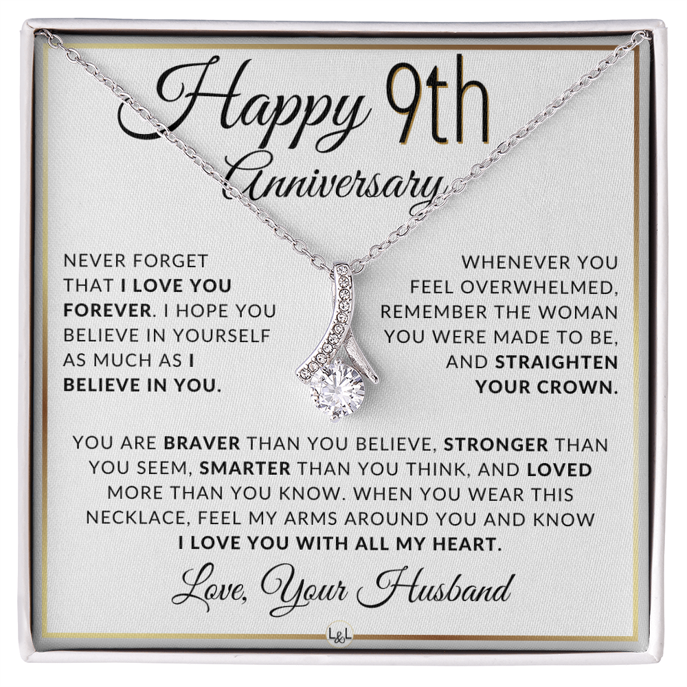 9th Anniversary Gift for Wife - Straighten Your Crown Necklace