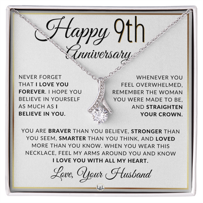 9th Anniversary Gift for Wife - Straighten Your Crown Necklace