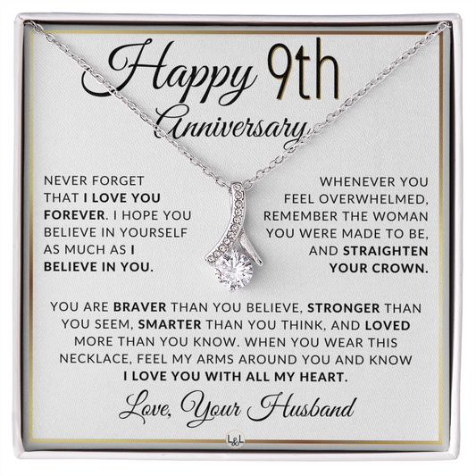 9th Anniversary Gift for Wife - Straighten Your Crown Necklace