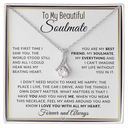Gift For Her - The World Stood Still - Gift Idea For The Woman You Love - Drop Pendant Necklace + Heartfelt Message - Liliana and Liam