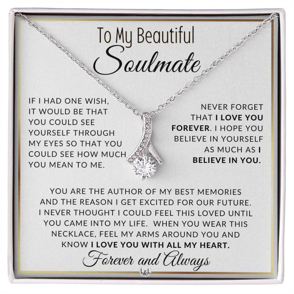 Gift For Her - I Love You Forever - Gift Idea For Your Soulmate - Drop Pendant Necklace + Heartfelt Message