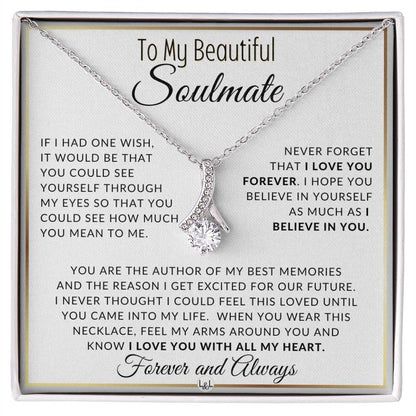 Gift For Her - I Love You Forever - Gift Idea For Your Soulmate - Drop Pendant Necklace + Heartfelt Message - Liliana and Liam