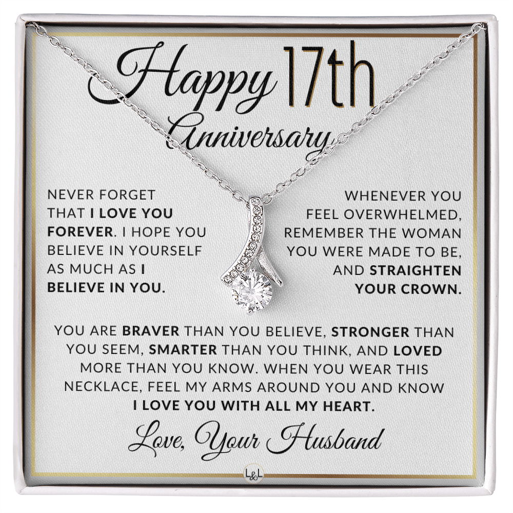 17th Anniversary Gift - Drop Pendant Necklace - Husband to Wife - Liliana and Liam