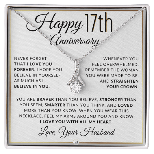 17th Anniversary Gift - Drop Pendant Necklace - Husband to Wife - Liliana and Liam